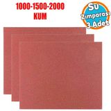 Araç Otomotiv Far Temizleme Parlatma İnce Kalın Su Zımpara Seti Kağıt 1000-1500-2000 Kum (3 Adet)