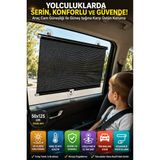 Araç Yan Cam Güneşliği Stor 50X125 Cm 3 Vantuzlu Otomatik Toplanan Oto Cam Gölgelik Perde Uv