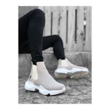 aradimtaradim BA0444 Bağcıksız Rahat Yüksek Taban Gri Erkek Spor Yarım Bilek Bot