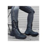 aradimtaradim BA0605 Bağcıklı Siyah Cilt Askeri Postal Bot P58198S6336