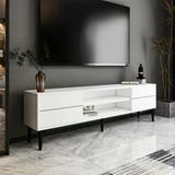 Aragon Modern Tv Sehpası – 140 Cm, 2 Kapaklı + 2 Açık Raflı, Beyaz