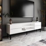 Aragon Modern TV Sehpası – 140 cm, 2 Kapaklı + 2 Açık Raflı, Siyah & Beyaz Renk Seçenekli Tv Ünitesi, Beyaz