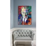 ARAJANS Yağlı Boya Efektli Mustafa Kemal Atatürk Portresi Karizma Soyut Kanvas Tablo Renkli 70 x 50