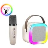 Araoke Hoparlör 5W Tf Kart/usb/tws Özellikli 2inch Bass Mikrofonlu Rgb Işıklı Bluetooth Speaker - Beyaz