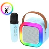 Araoke Hoparlör 5W Tf Kart/usb/tws Özellikli 2inch Bass Mikrofonlu Rgb Işıklı Bluetooth Speaker - Mavi