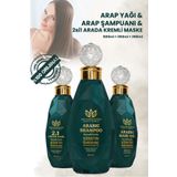 Arap Makyaj Dünyası 3'lü Set Arap Yağı 250ml & Şampuanı 500ml & Saç Maskesi Ve Kremi 250ml