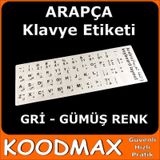 Arapça Klavye Etiketi - Gri - Gümüş Renk - PC ve Notebook Uyumlu