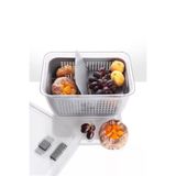 Arar Home 2,5 Litre Süzgeçli Bölmeli Organizer Buzdolabı Hava Geçirmez Saklama Kabı - Gri