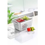 Arar Home 2'li 2,5 Litre Süzgeçli Bölmeli Organizer Buzdolabı Hava Geçirmez Saklama Kabı - Beyaz