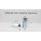 Aras Endüstri M10X40 mm Altıköşe Uzatma Somunu (25'li Paket) - 25 Adet