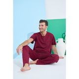 Aras Erkek V Yaka Kısa Kol Pijama Takımı--Bordo--