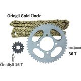 Aras Moto Cbf 150,Cb 125E,Cb 125F Performans Zincir Dişli Takımı Arka 36T -Ön 16T Oringli Zincir -