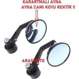 Aras Moto Motosiklet Direksiyon ,Gidon Aynası Koyu Aynalı Oval Yuvarlak ,Cafe Racer&Bobber Üniversal -