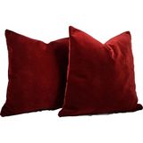 Arasta Design 2'li Kırlent Kılıfı, Düz Renk Kadife Kırlent Kılıfı, 43X43CM - 43 x 43 cm - Bordo