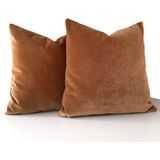 Arasta Design 2'li Kırlent Kılıfı, Düz Renk Kadife Kırlent Kılıfı, 43X43CM - 43 x 43 cm - Camel