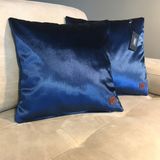 Arasta Design 2'li, Saks Mavisi Kadife Düz Renk Kırlent KILIFI,43X43 cm - 43 x 43 cm