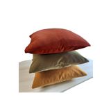 Arasta Design 3'lü Set Kiremit Rengi, Yağ Yeşili Ve Hardal Rengi Kadife Kırlent Kılıfı, 43x43 Cm