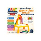 ARAT DİAMOND TOYS Projeksiyonlu Zürafa Çizim Masası | Eğitici & Eğlenceli Çocuk Aktivite Oyuncağı 12 Renk Boya Kalemi Seti ve Çizim Defteri
