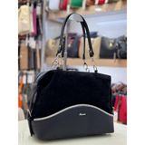 Arba Bag & Accesory Ön Gövdesi Gerçek Süet Parlak Şerit Detaylı Kadın Omuz Çantası - Siyah