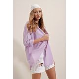 Arben Boutique 3900 Oversize Uzun Basic Gömlek - Lila - 36