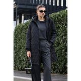 Arben Boutique 5138 Kapitone Uzun Şişme Mont - Siyah - 40