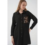 Arben Boutique 5851 Cep Detaylı Gömlek Tunik - Siyah - 36