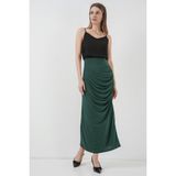 Arben Boutique 8035 Büzgülü Midi Etek - Zümrüt Yeşili - 40