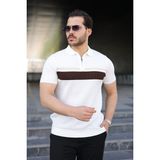 Arben Boutique Erkek Örgü Desenli Renkli Kısa Kollu Triko Tişört - Beyaz - XL