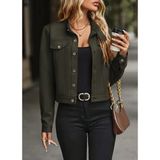 Arben Boutique Kadın Uzun Kollu Önden Düğmeli Kısa Süet Ceket - 2XL - 3XL - Haki