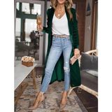 Arben Boutique Kadın Uzun Kollu Önü Açık Kolları Uzun Midi Ceket - Yeşil - L - XL