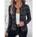 Arben Boutique Kadın Uzun Kollu Önü Açık Şanel Kısa Ceket - Siyah - L - XL