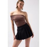 Arben Boutique Pileli Mini Şort Etek - Siyah - 36