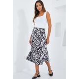 Arben Boutique Siyah Beyaz Desenli Saten Etek 15806 - 38