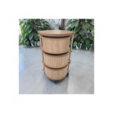ARBOR EV BAMBU SEBZELİK VE ORGANİZER 3 KATLI YUVBARLAK AKÇA