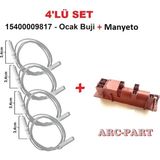ARC-PART Pera Ankastre Ocak Ateşleme Buji (4'lü Set) + Manyeto ( Çakmak-Ateşleme Jeneratörü )
