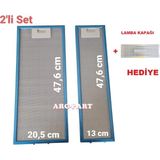 ARC-PART Regal Aspiratör Alüminyum Filtre Takımı 2'li Set ( 20,5X47,6 cm / 13X47,6 cm ) + Lamba Kapağı Hediyeli