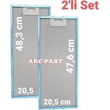 ARC-PART Silverline 1140 X6 Inox Aspiratör Alüminyum Filtre - 2'li Set - (20,5X48,3 cm / 20,5X47,6 Cm)