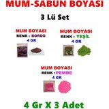 Arcan Mum Boyası Renk Seçiniz Sabun Boyası Katı ve Jel Mum Boyası Yağ Bazlı Boya - 3lü-set-bordo-yeşil-pembe