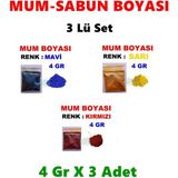 Arcan Mum Boyası Renk Seçiniz Sabun Boyası Katı ve Jel Mum Boyası Yağ Bazlı Boya - 3lü-set-mavi-sarı-kırmızı