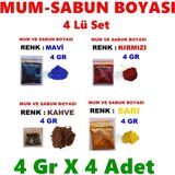 Arcan Mum Boyası Renk Seçiniz Sabun Boyası Katı ve Jel Mum Boyası Yağ Bazlı Boya - 4lü-set-mavi-sari-kırmızı-kahverengi
