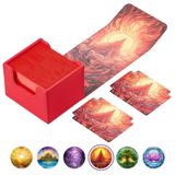 Arcane Fortress MTG Deck Box – Commander Deck Box – 120 kollu kartlar için sanat içi – deri bölücüler, nano fiber dış kısım, mıknatıslı kilit – sihir için mükemmel: Toplama, TCG - kırmızı