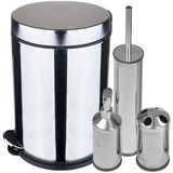 ARÇE Banyo Krom 4 Lü Banyo Seti 3 Lt Çöp Kovası E7862