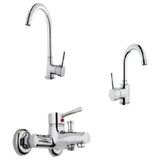 ARÇE Delta Banyo + Kuğu Lavabo Ve Evye Batarysı - Krom