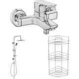 Arçe Eca Niobe Banyo Bataryası Tema Quadro Tepe Duş Set 3 Lü Köşe Raf