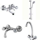 Arçe Klasik Çevirmeli Banyo + Evye + Sabit Lavabo Bataryası + Sürgülü Duş Takımı