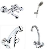 Arçe Klasik Çevirmeli Banyo + Kuğu Evye + Kartal Lavabo Bataryası + Duş Takımı