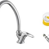 Arçe Tek Su Girişli Evye Lavabo Bataryası Set Flex Hortum Teflon Bant