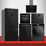 Arçelik Dark Inox Tam Çeyiz Paketi Siyah Cam Renkli Fonksiyonel Tasarım ve Geniş Kapasite