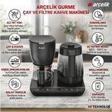 Arçelik Gurme Otomatik Çay & Filtre Kahve Makinesi + Dijital Mutfak Tartısı Hediye - Siyah