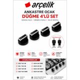 Arçelik Ocak Düğme Siyah Krom Çizgili 4 Adet 110246651